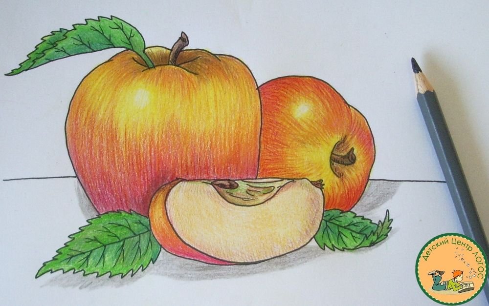 Рисунки карандашом яблоко (51 фото)